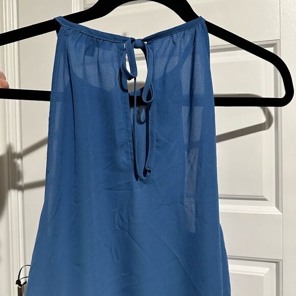 1.State NWT Womens Capri Blue Tank Smocked Necked Sleeveless Halter Top Top M - Picture 6 of 8